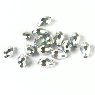 cristalli goccia colore argento metallizzato 11 mm x 8 mm - 14pz