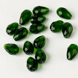 cristalli goccia colore verde scuro 11 mm x 8 mm - 14pz