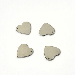 Charm in Acciaio Cuore Foro Laterale 15 mm- 4 pz