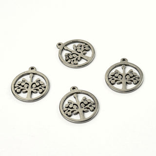 Charm in Acciaio Albero della Vita 15 mm- 4 pz