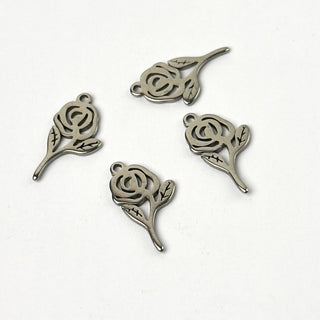 Charm in Acciaio Fiore 17 mm x 10 mm - 4 pz