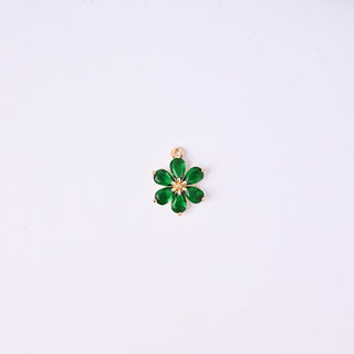 Pendente Zirconi Effetto Smeraldo Fiore 18x14mm