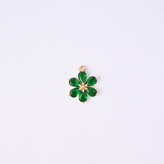 Pendente Zirconi Effetto Smeraldo Fiore 18x14mm