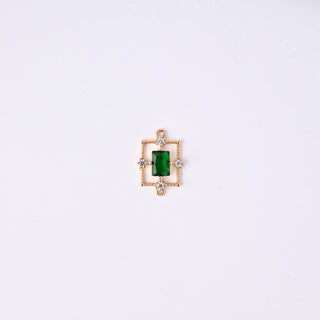 Connettore Zirconi Effetto Smeraldo Rettangolo 20x13mm