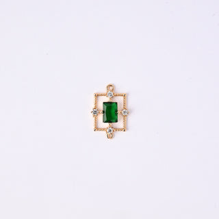 Connettore Zirconi Effetto Smeraldo Rettangolo 20x13mm