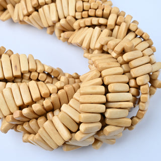 Perle in Osso Naturale Bastoncini Beige 15x5mm