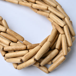 Perle in Osso Naturale Ovali Allungate Beige 27x7mm