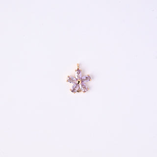 Pendente Zirconi Effetto Ametista Fiore 14x12mm