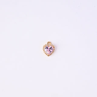 Pendente Zirconi Effetto Quarzo Rosa Cuore 12x7mm