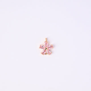 Pendente Zirconi Effetto Quarzo Rosa Fiore 14x12mm