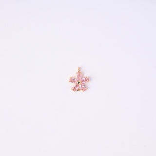 Pendente Zirconi Effetto Quarzo Rosa Fiore 14x12mm