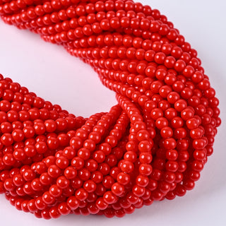 Perle in Pasta di Vetro Tondo Rosso 4mm