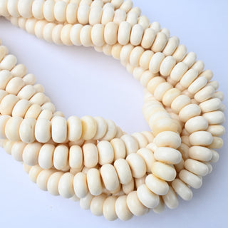 Perle in Osso Naturale Pastiglie Avorio 10x6mm