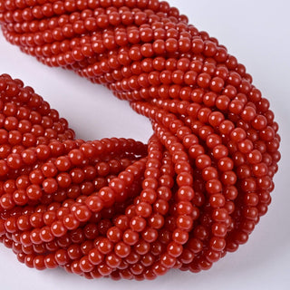 Perle in Pasta di Vetro Tondo Rosso Mattone 4mm