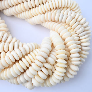 Perle in Osso Naturale Pastiglie Avorio 10x4mm