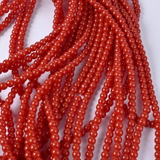 Perle in Pasta di Vetro Tondo Rosso Mattone 4mm