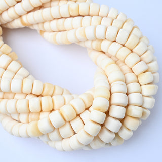 Perle in Osso Naturale Cilindri Avorio e Crema 10x7mm