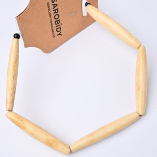 Perle in Osso Naturale Ovali Allungate Crema 45x9mm