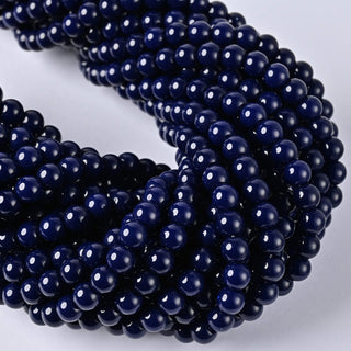 Perle in Pasta di Vetro Tondo Blu Scuro 6mm