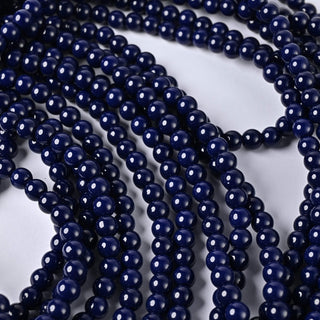 Perle in Pasta di Vetro Tondo Blu Scuro 6mm