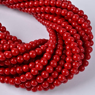 Perle in Pasta di Vetro Tondo Rosso Scuro 6mm