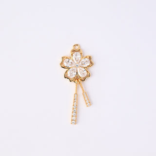 Pendente Zirconi Effetto Diamante Fiore 38x12mm