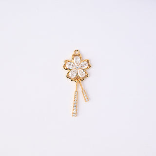 Pendente Zirconi Effetto Diamante Fiore 38x12mm