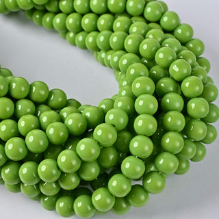 Perle in Pasta di Vetro Tondo Verde Pisello 8mm