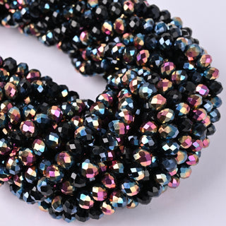 Cristalli Rondella Nero e Magenta 6mm