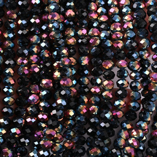 Cristalli Rondella Nero e Magenta 6mm