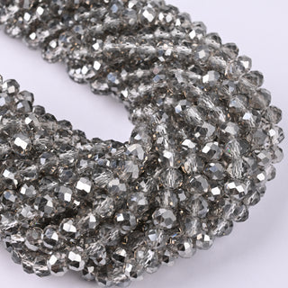 Cristalli Rondella Fumé e Argento 6mm