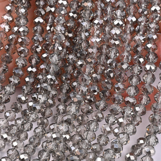 Cristalli Rondella Fumé e Argento 6mm