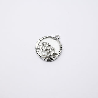 Ciondolo Petite in Ottone Tondo 20mm Bianco e Argento