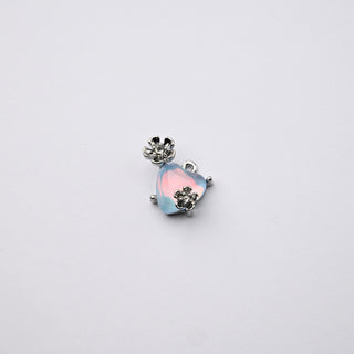 Ciondolo Petite in Ottone Cuore 17x10mm Azzurro e Argento