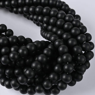 Perle in Pasta di Vetro Tondo Nero Opaco 8mm