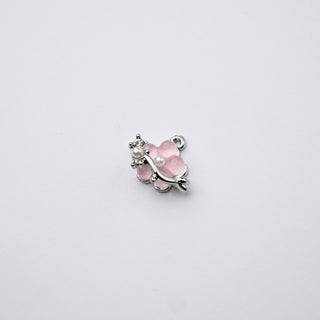 Ciondolo Petite in Ottone Fiore 17x10mm Rosa e Argento
