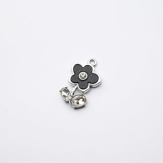 Ciondolo Petite in Ottone Fiore 20x14mm Nero e Argento