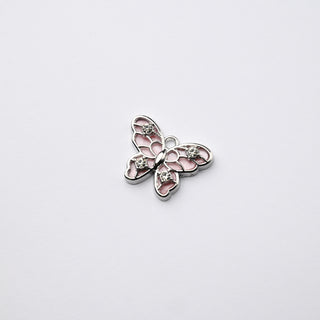 Ciondolo Petite in Ottone Farfalla 19x14mm Rosa e Argento