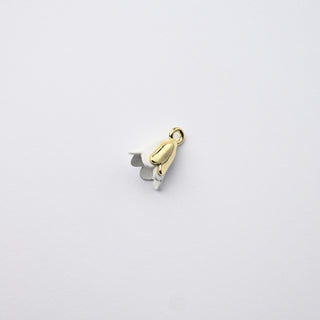 Ciondolo Petite in Ottone Fiore 10x7mm Bianco e Oro
