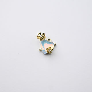 Ciondolo Petite in Ottone Cuore 15x11mm Azzurro e Oro