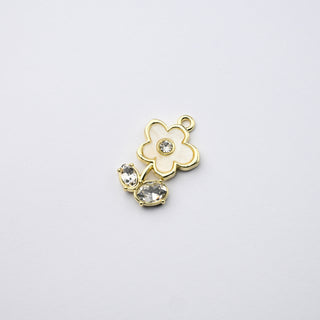 Ciondolo Petite in Ottone Fiore 20x14mm Bianco e Oro