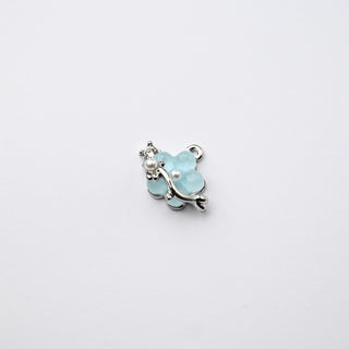 Ciondolo Petite in Ottone Fiore 17x10mm Azzurro e Argento