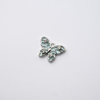 Ciondolo Petite in Ottone Farfalla 19x14mm Azzurro e Argento