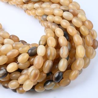 Perle in Corno Naturale Ovali Miele e Marrone 12x8mm