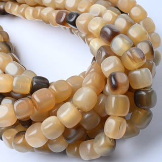 Perle in Corno Naturale Cubi Miele e Marrone 10x10mm