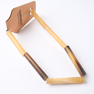 Perle in Corno Naturale Tubolari Miele e Marrone 45x7mm