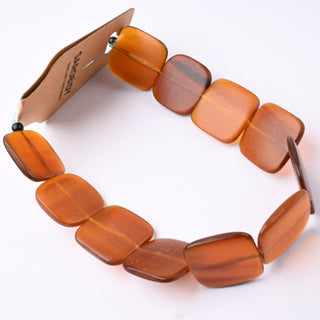 Perle in Corno Naturale Quadrate Piate Ambra 22x22mm