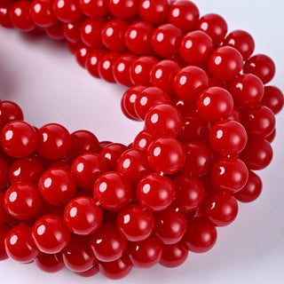 Perle in Pasta di Vetro Tondo Rosso 10mm