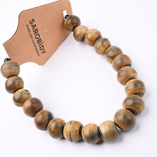 Perle in Corno Naturale Tonde Marrone Chiaro 16mm