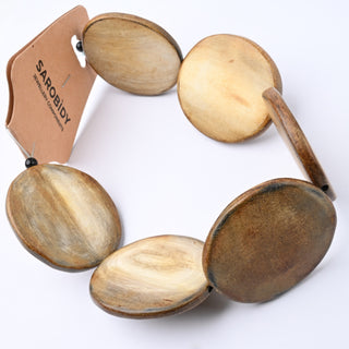 Perle in Corno Naturale Ovali Piate Marrone Chiaro 41x37x7mm